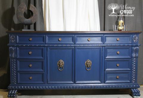 Bold blue painted furniture after