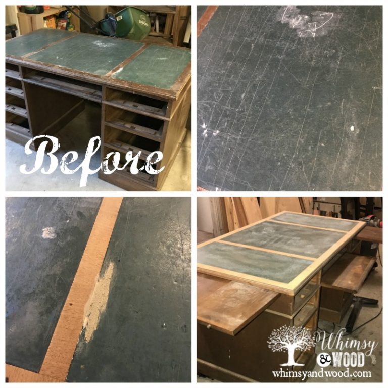 Faux Leather Painted Finish on an Antique Desktop