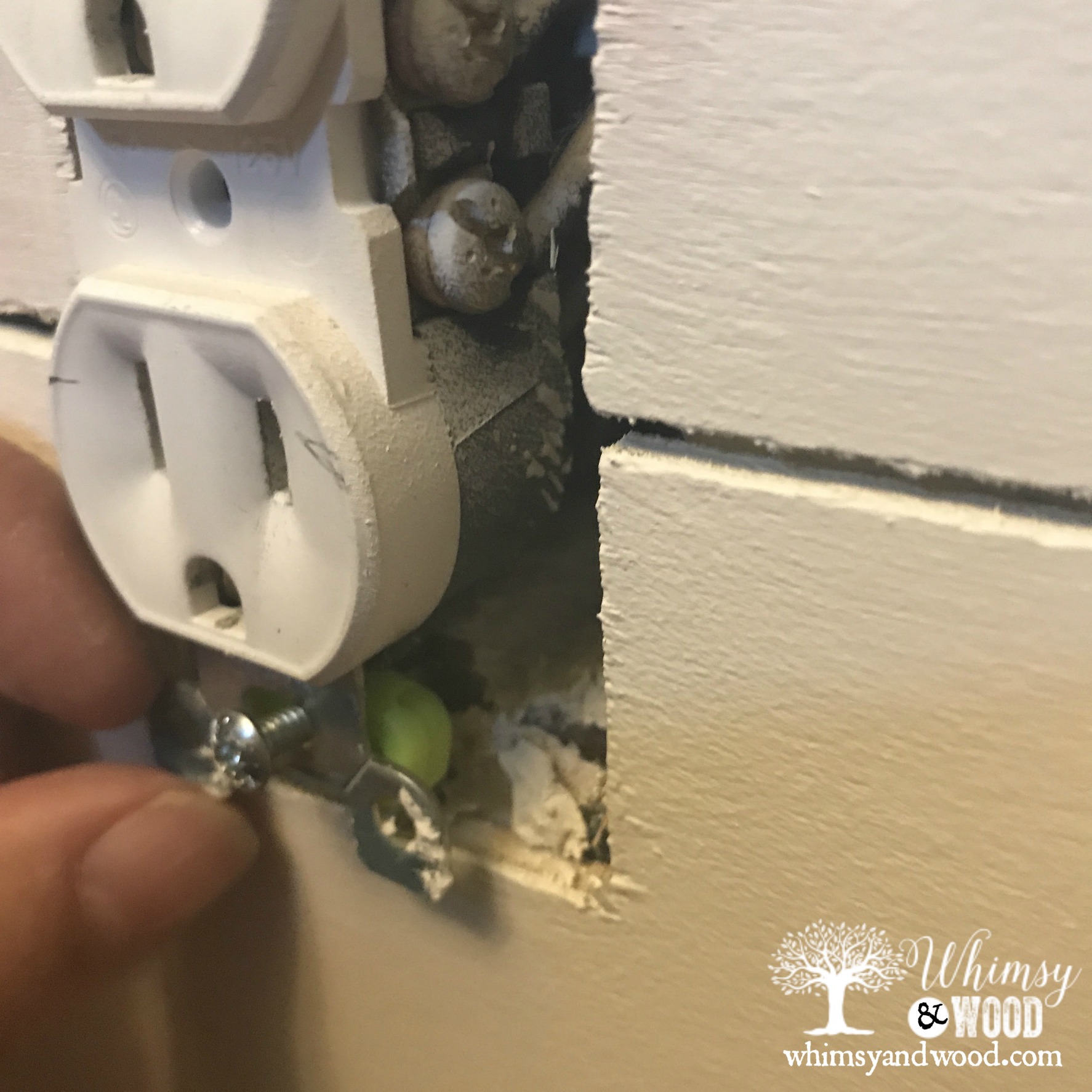 image showing spacer use on outlets shiplap