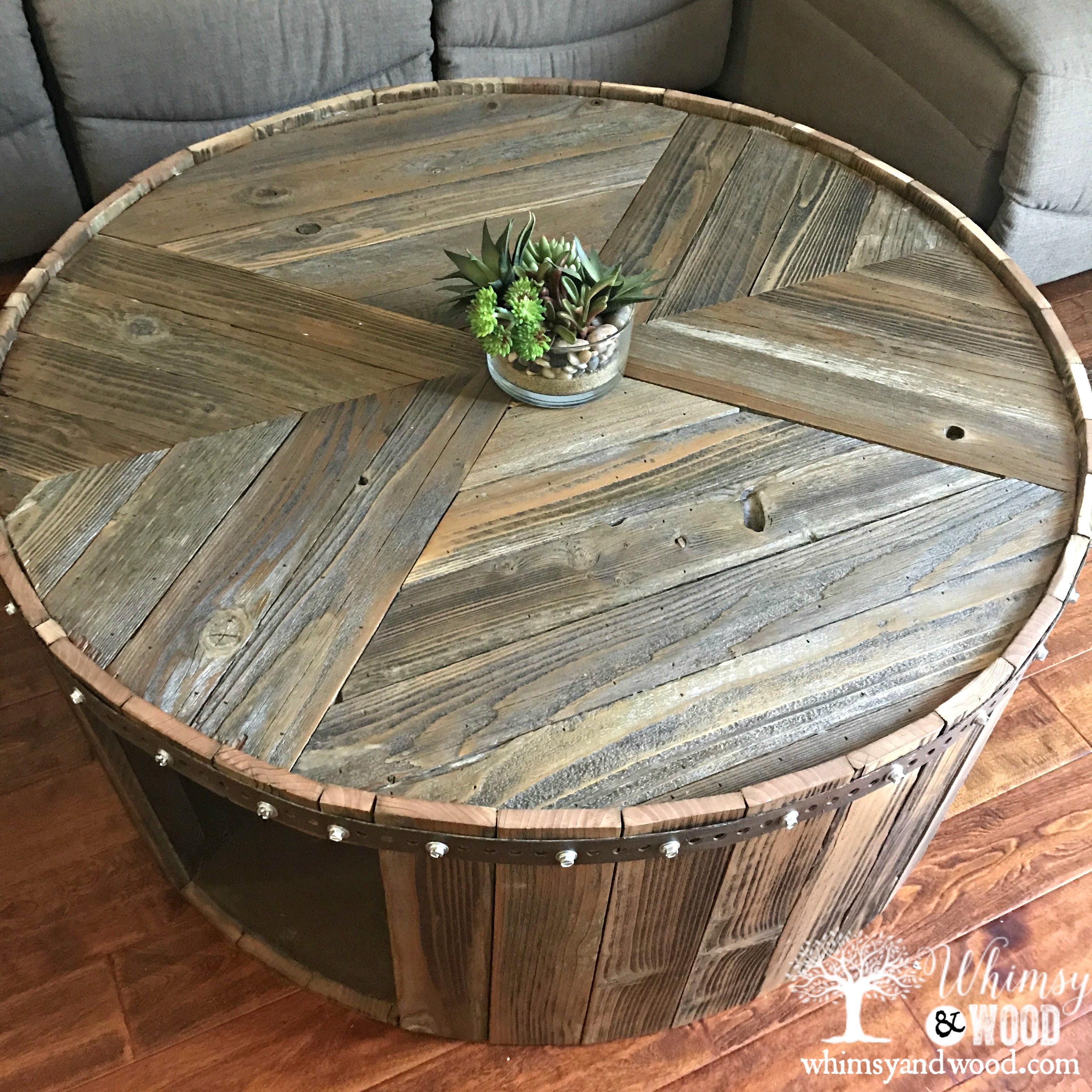 Repurposed Reclaimed Wood Industrial Spool Cable coffee Table