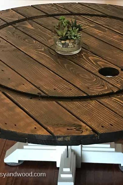 wood graining on cable spool table