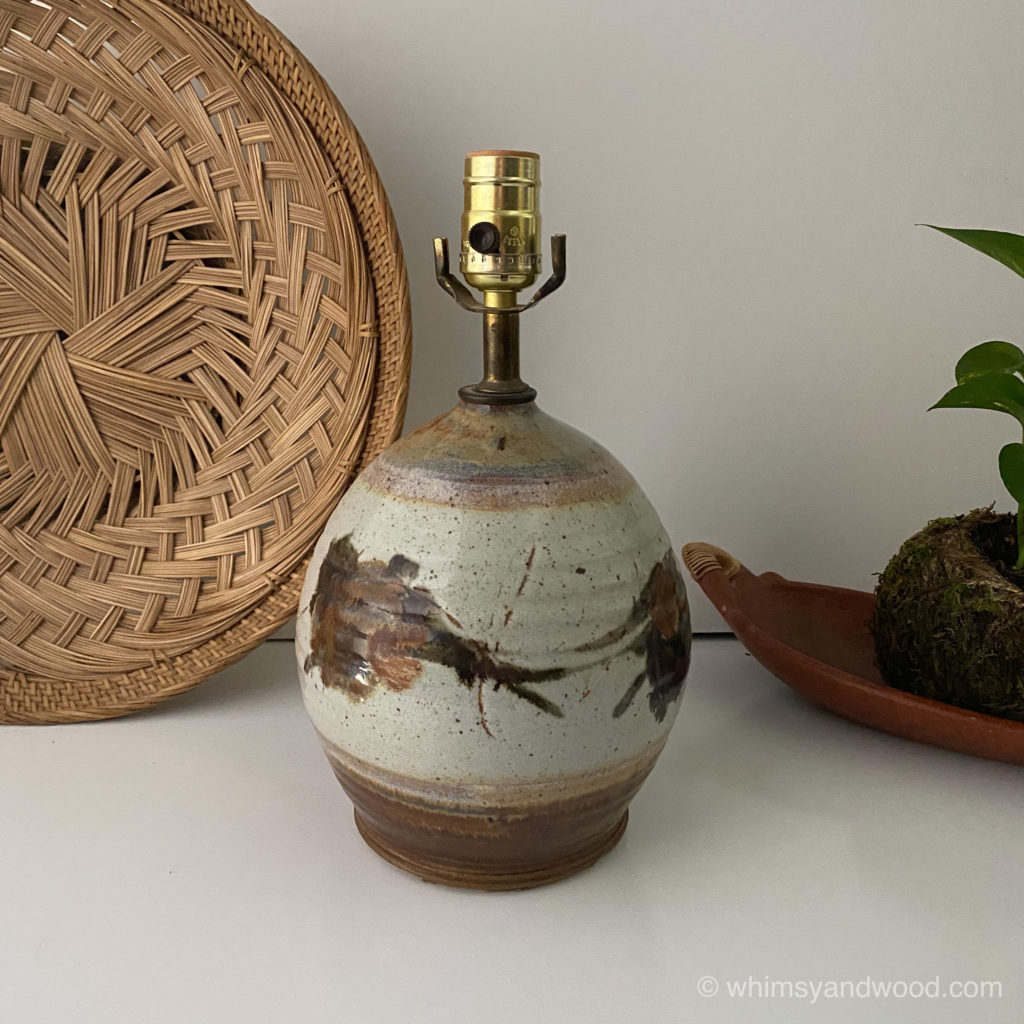 Glazed Clay Lamp Whimsy and Wood